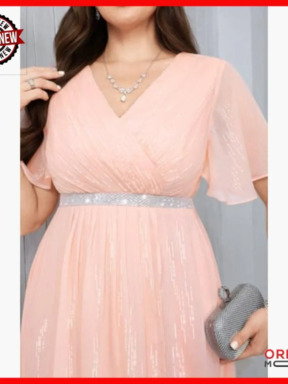 Plus Size Formal Cocktail Dress High Low Pleated Wrap V Neck